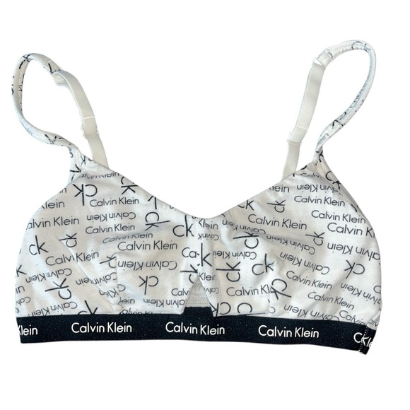 Calvin Klein Monochrome Logo Bralette Small Black White Bra CK - Picture 1 of 6